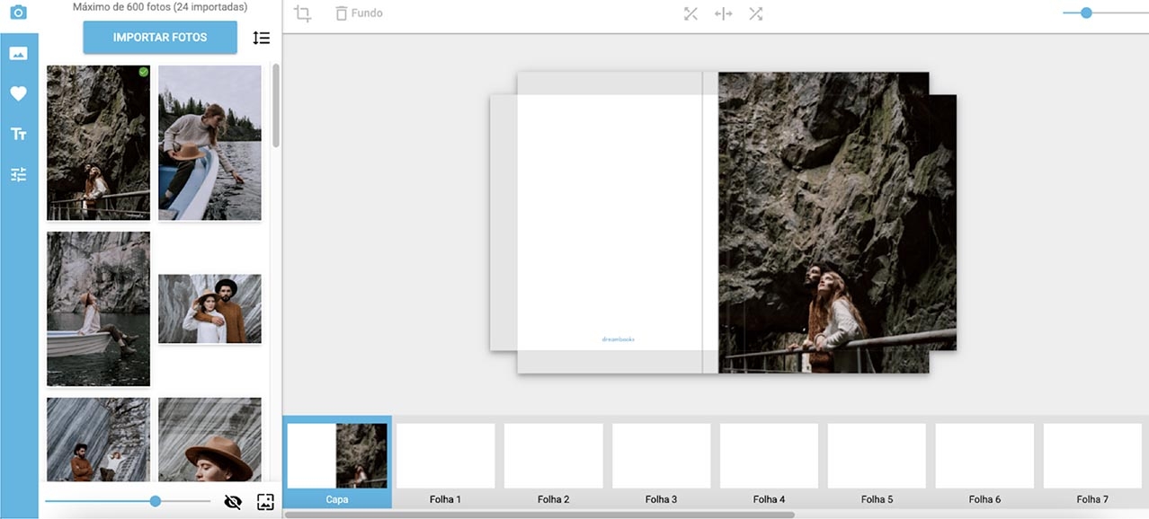 personalizar capa e contracapa do foto livro dreambooks